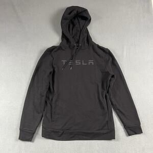 Tesla Hoodie Mens Small Black Pullover Fleece Casual Pockets Workwear